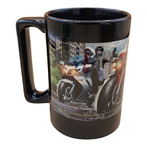 Michelin Man Black Coffee Mug Pilot Road Motorcycle Tire Advertisement 4.5” - Picture 2 of 10